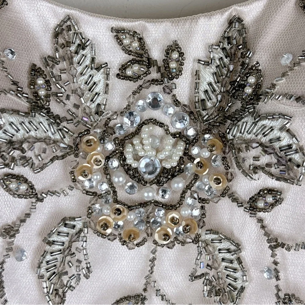Sue Wong Nocturne Old Hollywood Coquette Fit & Flare Tulle Beaded Midi Dress 8 - Picture 8 of 14